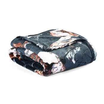 " Livmore  Printed flannel blanket 155 gms Size-150x220 cms Color- Grey and White"