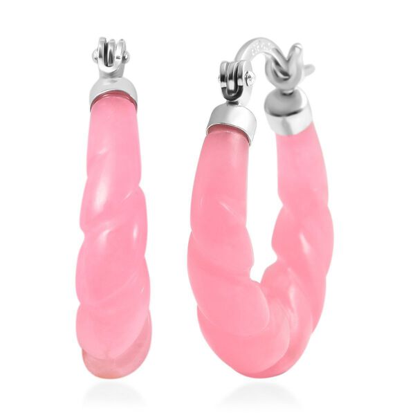 Rosa Jade Ohrringe 925 Silber rhodiniert ca. 18.50 ct