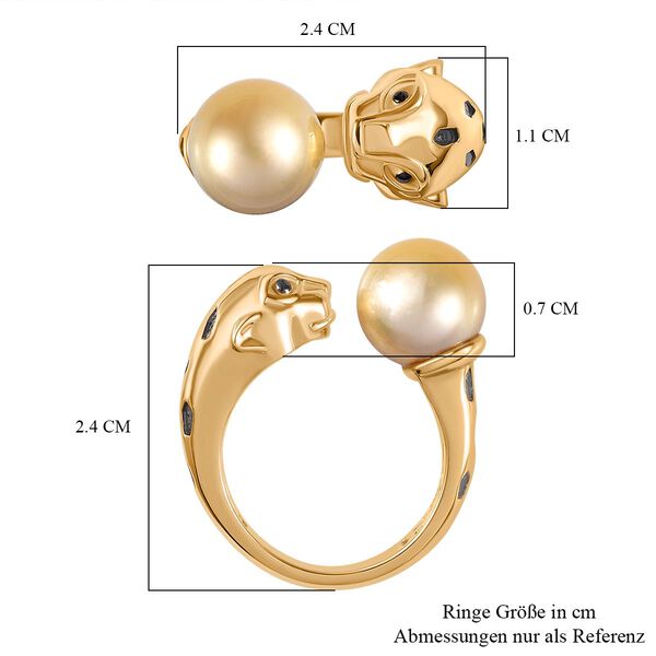 AA Goldene S&uuml;dsee Perle Ring 925 Silber 750 Gelb Vermeil (Gr&ouml;&szlig;e 17.00) image number 7