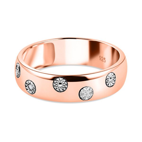 Wei&szlig;er Diamant Ring 925 Silber 750 Ros&eacute;gold Vermeil (Gr&ouml;&szlig;e 17.00)