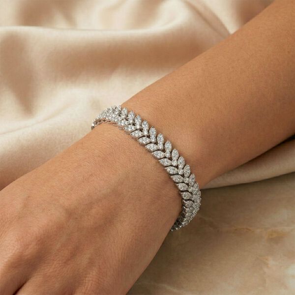 Wei&szlig;er Zirkonia Armband ca. 19 cm Nickelfreies Messing image number 2