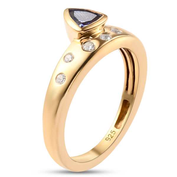 Tansanit und Zirkon Ring 925 Silber vergoldet  ca. 0,49 ct image number 5