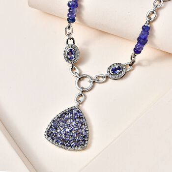 Tansanit  und Zirkon Halskette, 45cm - 36,13 ct.