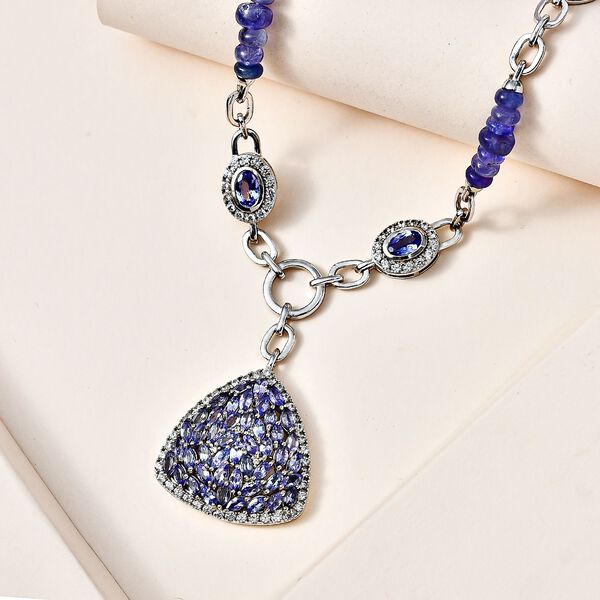 Tansanit  und Zirkon Halskette, 45cm - 36,13 ct. image number 2