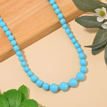 Sleeping Beauty t&uuml;rkisfarbene Muschelkernperlen und wei&szlig;e Kristall, 45+5 cm