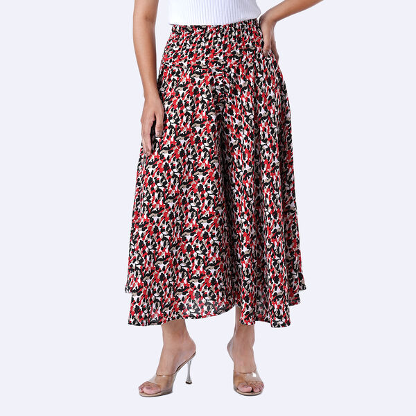 Weit geschnittene Freizeithose, Smockbund, 85x39cm, Weiß und rot image number 6