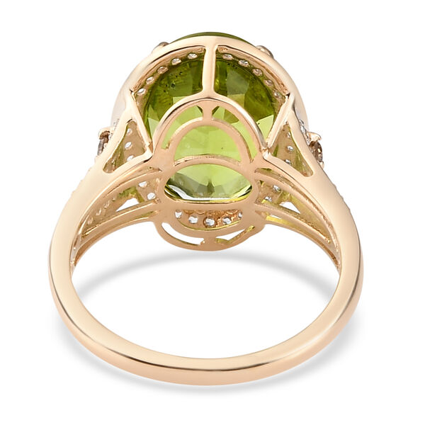 AA nat&uuml;rlicher Peridot, Champagner Diamant und Zirkon-Ring, 375 Gelbgold  ca. 6,19 ct image number 6