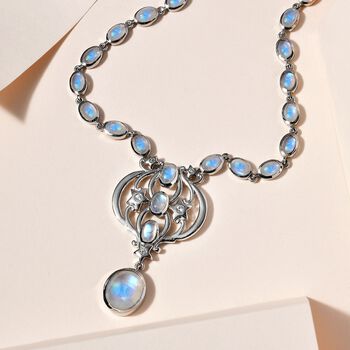 Premium Regenbogen Mondstein Halskette, 45 cm - 18,48 ct.