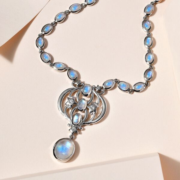 Premium Regenbogen Mondstein Halskette, 45 cm - 18,48 ct. image number 2