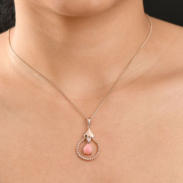 Herzklang - D joy AA Vinicunca-Peruanischer Opal, Wei&szlig;er Zirkon Anh&auml;nger 925 Silber 750 ros&eacute;vergoldet ca. 1.18 ct image number 3