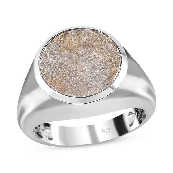 Meteorit-Ring, 925 Silber platiniert (Größe 19.00) ca. 12.70 ct image number 4