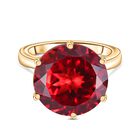 D'joy Lab Grown Padparadscha-Saphir Ring 925 Silber 750 Gelbgold Vermeil (Größe 21.00) ca. 13.12 ct