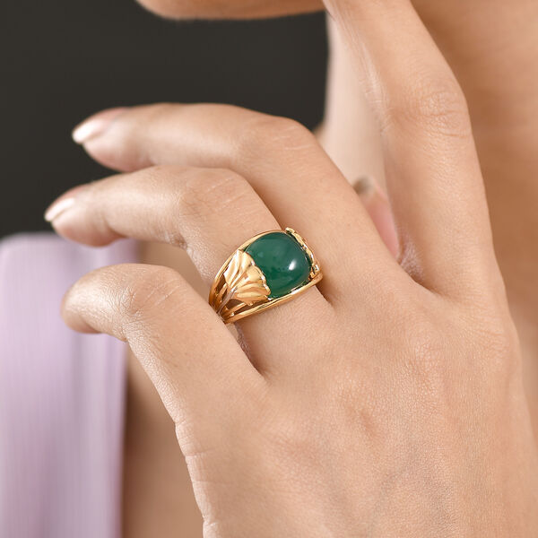 EVER TRUE Verde Onyx Ring Nickelfreies Messing Zweifarbige Beschichtung (Gr&ouml;&szlig;e 16.00) ca. 7,12 ct image number 2