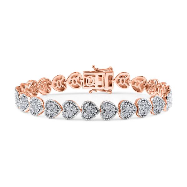 LUXURIANT SI-GH Labor Diamant 20cm Armband, 925 Silber 750 Ros&eacute;gold Vermeil - 4,15 ct.