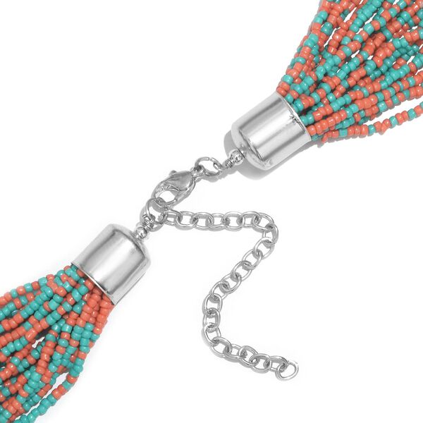 T&uuml;rkisfarbene mehrlagige Saatperlen-Halskette, 79 cm image number 3