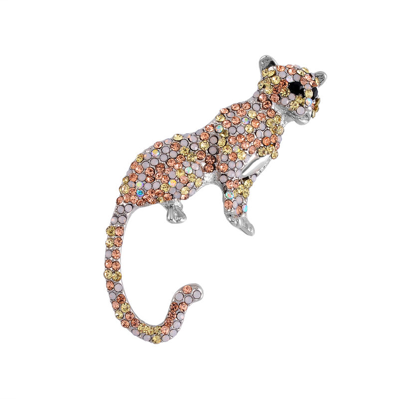 Mehrfarbiger Kristall Brosche, Leopard image number 0