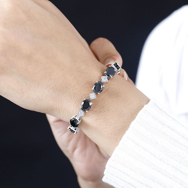 Elite Shungit, Weißer Zirkon Armband ca. 19 cm 925 Silber rhodiniert ca. 13,49 ct. image number 3