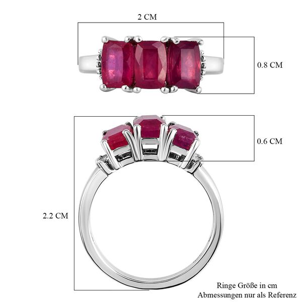 Afrikanischer Rubin und wei&szlig;er Diamant-Ring, 925 Silber platiniert  ca. 2,77 ct image number 7