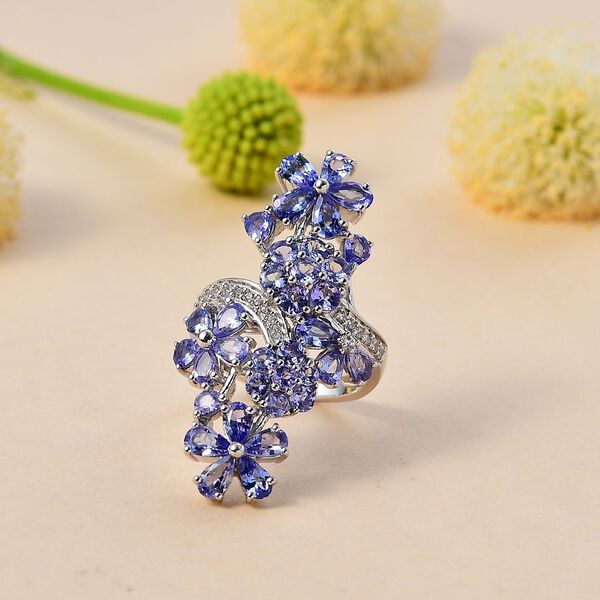 Tansanit Ring 925 Silber rhodiniert (Gr&ouml;&szlig;e 17.00) ca. 4,87 ct image number 2