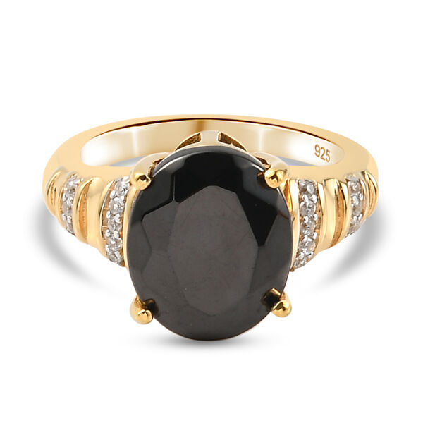 Elite Shungit und Zirkon Ring 925 Silber vergoldet  ca. 3,05 ct image number 0