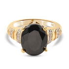 Elite Shungit und Zirkon Ring 925 Silber vergoldet (Größe 16.00) ca. 3,05 ct
