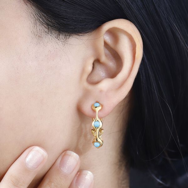 AA Sleeping Beauty T&uuml;rkis Ohrringe 925 Silber vergoldet ca. 0,80 ct. image number 3