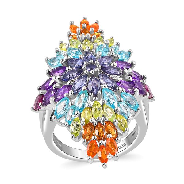 Mehrfarbiger Edelstein Ring, 925 Silber rhodiniert (Größe 21.00) ca. 6.12 ct image number 4