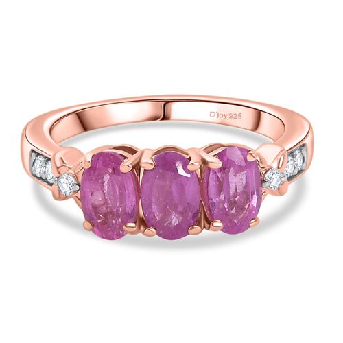 D’joy Ilakaka Rosa Saphir (Fissure gefüllt), Weißer Zirkon Ring 925 Silber 750 rosévergoldet (Größe 20.00) ca. 2,12 ct image number 0