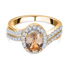 AAA Turkizit und weißer Zirkon-Ring, 925 Silber Gelbgold Vermeil (Größe 18.00) ca. 1,81 ct