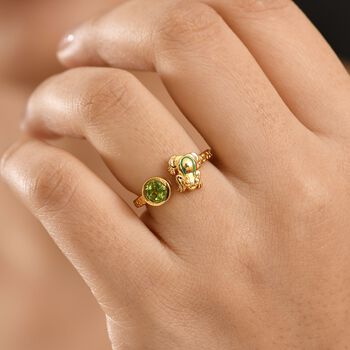 GP Trionfo Kollektion - AA Nat&uuml;rlicher Peridot, Kanchanaburi Blauer Saphir Ring, 925 Silber 750 Gelb Vergoldet (Gr&ouml;&szlig;e 18.00) ca. 0.58 ct
