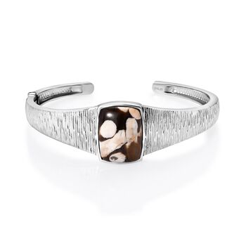 Der Schimmer der Natur - Erdnuss Holz Jaspis Armreif ca. 19 cm Edelstahl ca. 18.42 ct