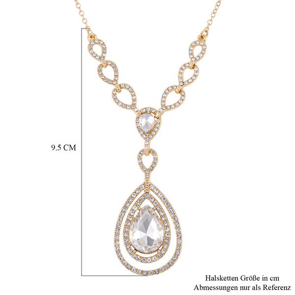 Weißer Kristall Halskette, ca. 50 cm, vergoldet image number 5