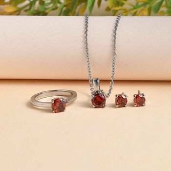 3er-Set- Rotes kubisches Zirkonia-Schmuckset - 3,40 ct.