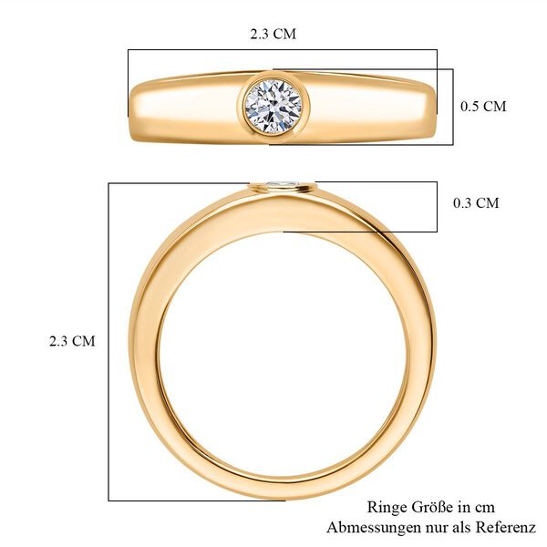 LUXURIANT VS-EF Labor Diamant Ring, 925 Silber 750 Gelbgold Vermeil - 0,25 ct. image number 5
