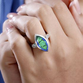 Pfau Triplett Quarz und  Zirkon Ring - 9,02 ct.