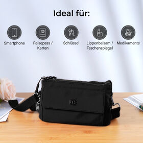 Crossbody Tasche, 20x12x3,5cm,  Schwarz