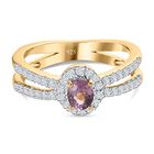 AA Natürlicher Tansanischer Lavendel-Spinell, Weißer Zirkon Ringe 925 Silber vergoldet (Größe 19.00) ca. 0.93 ct