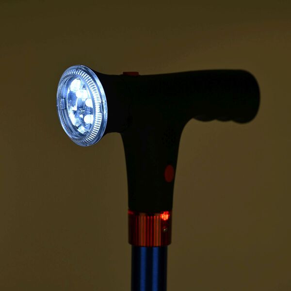 Klappbarer Smart-Walking-Stick mit drehbarem LED-Frontlicht, blau image number 10