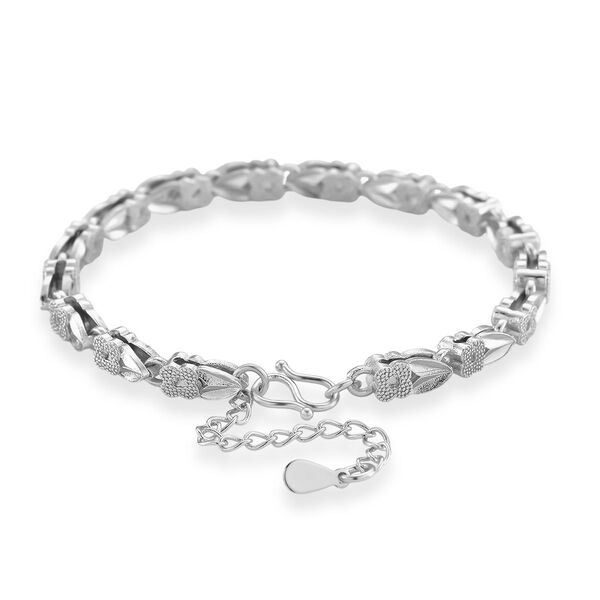 Klassisches Gliederarmband, S-Hakenverschluss mit Verlängerungskette, nickelfreies Messing, ca. 18-21 cm, Silberfarben image number 4