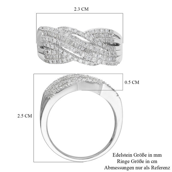 Diamant Cluster Ring 925 Silber Platin-Überzug image number 6