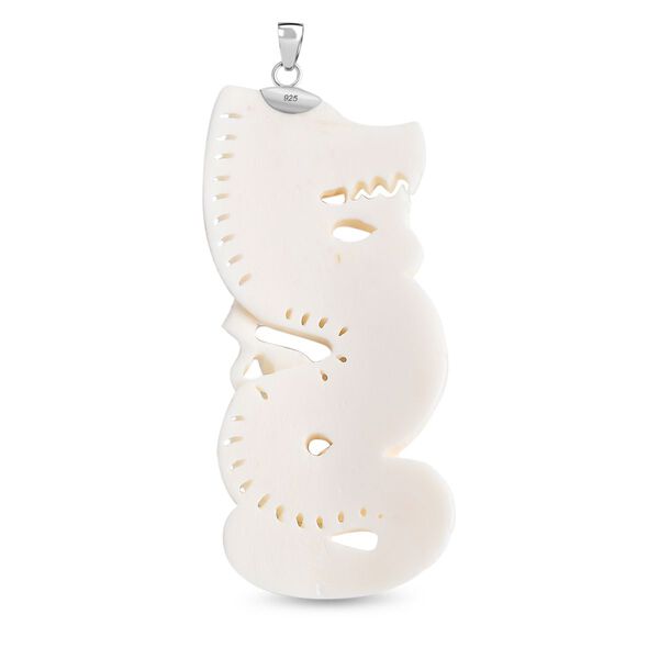 Royal Bali - Ox Bone Drachenmotiv Anhänger 925 Silber ca. 60.55 ct image number 4