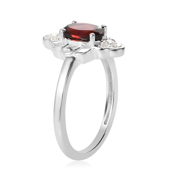 Roter Granat und Zirkon-Ring, 925 Silber  ca. 1,19 ct image number 5