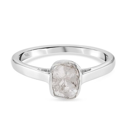Handgearbeiteter Polki Diamant Solitär Ring 925 Silber Platin-Überzug image number 0