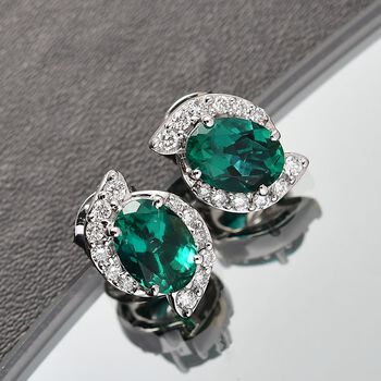 AAA Lab Grown Smaragd, Lab Grown Diamant Ohrringe 417 Gold ca. 2.30 ct