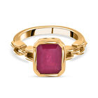 Fissure gefüllt Rubin Solitär Ring 925 Silber 585 Vergoldet image number 0