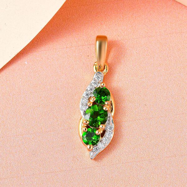 Nat&uuml;rlicher Chromdiopsid und Moissanit-Anh&auml;nger - 0,87 ct. image number 3