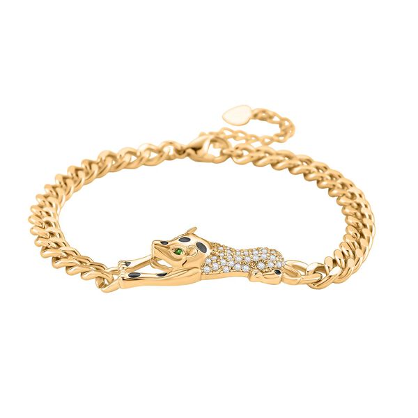 Wei&szlig;es Zirkonia und gr&uuml;nes Nanokristall 18+4cm Armband in Goldton image number 3