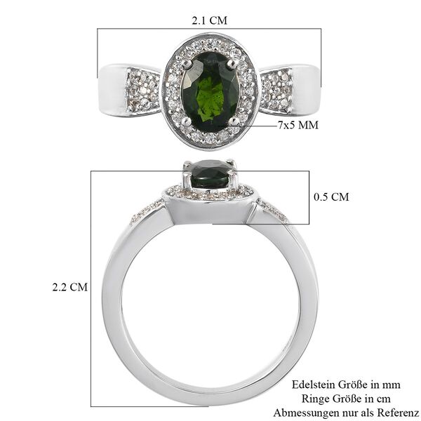 Nat&uuml;rlicher Chromdiopsid und Zirkon Halo Ring 925 Silber platiniert  ca. 0,99 ct image number 7