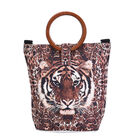 Handtasche mit Holzgriff, Tiger Muster, Größe 32x12x29cm, Braun image number 0