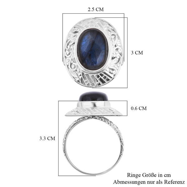 Royal Bali - Labradorit Ring, 925 Silber, (Gr&ouml;&szlig;e 19.00) ca. 12.76 ct image number 5